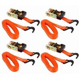 12-Ft. x 1-In. Ratchet Tie-Down with Double J-Hooks, 1000 lbs. Working Load Limit (3000 lbs. break strength), 4 Pack