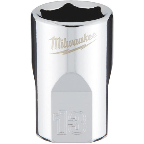 Milwaukee 3/8 In. Drive 13 mm 6-Point Shallow Metric Socket with FOUR FLAT Sides