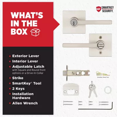 Kwikset Halifax Lever (Square) - Keyed - featuring SmartKey